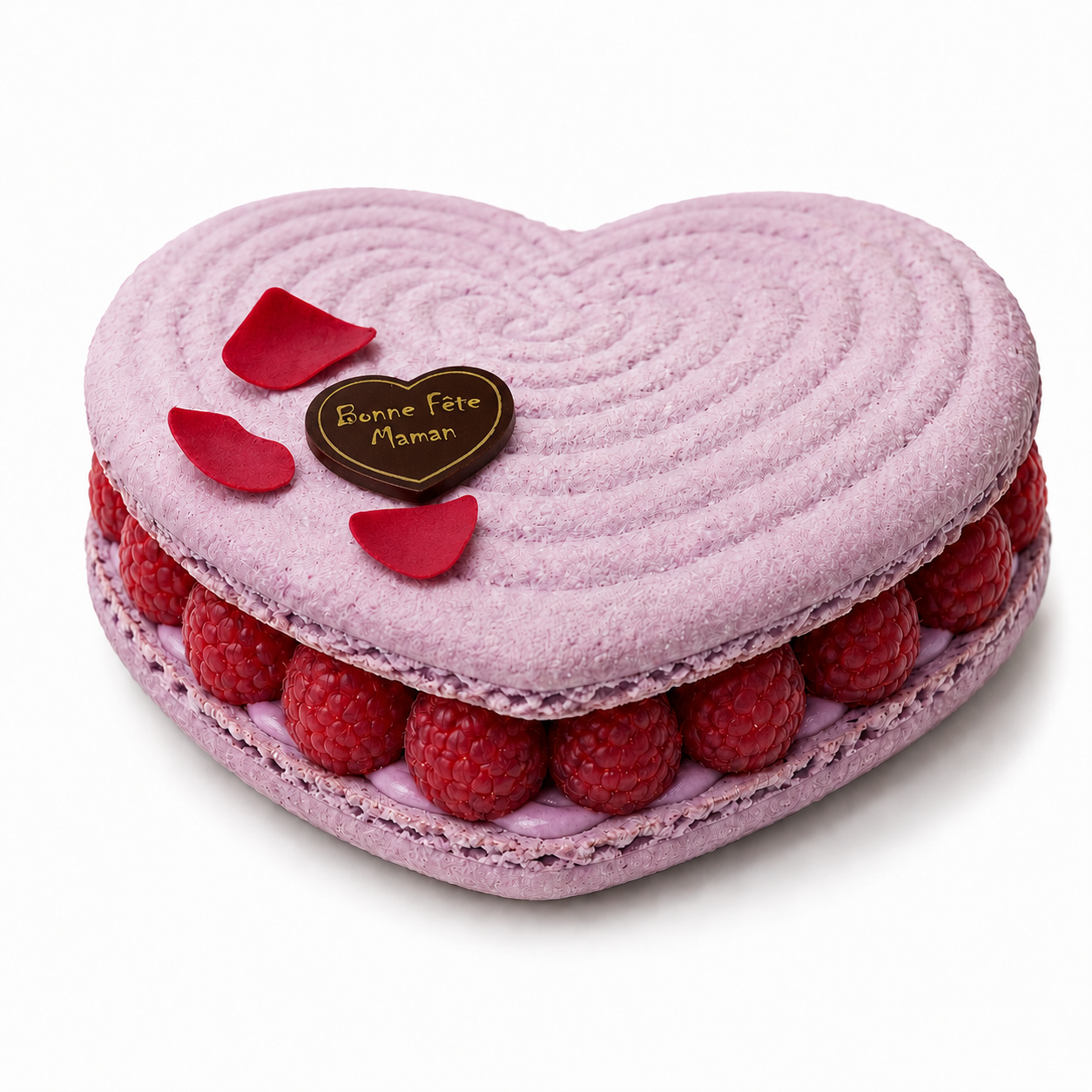 Maxi macaron à la violette en forme de cœur décoré pour la Fête des Mères