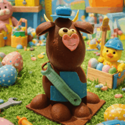 Vache en chocolat au lait Josiane mécano création artisanale de Pâques Maison Gélis 15 cm