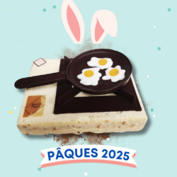 Gâteau de Pâques original en forme de cuisinière avec poêle en chocolat, création éphémère Maison Gélis à Carbonne