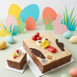 Gâteau de Pâques praliné citron vert avec décor chocolat et œufs colorés