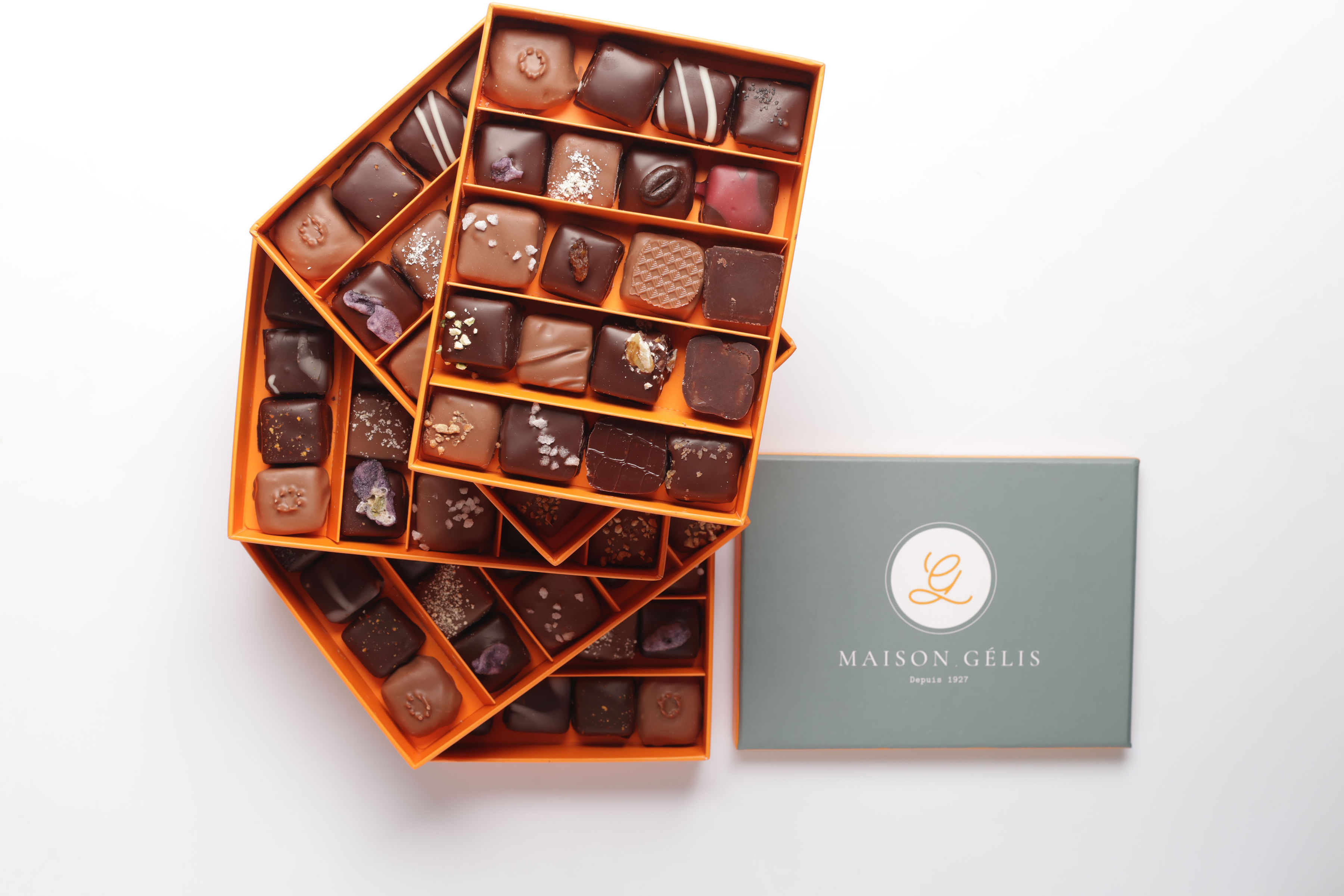 Coffret chocolat Merveille du Monde - 5 tablettes avec boîte en