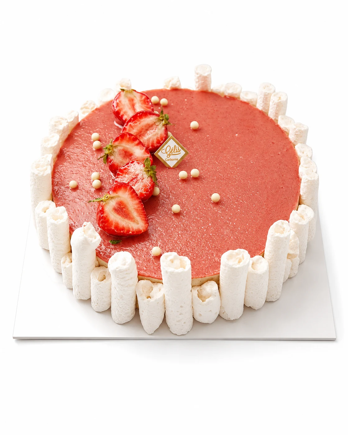 Vacherin glacé Vanille Fraise avec meringue et fraises
